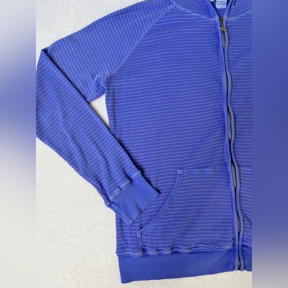 Fresh Produce Sz XXL Blue/Silver Ribbed Cotton Full Zip Hoodie Starfish Coastal - Picture 5 of 11